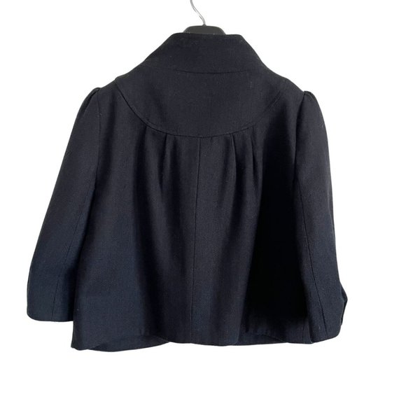 Miss Shop Black Wool Cropped Jacket Coat US Size 6 Retro Funnel Neck - Picture 5 of 7